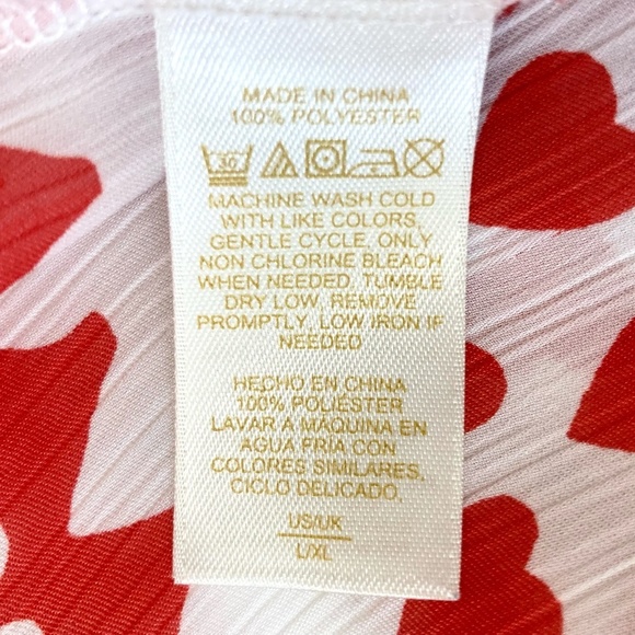 KATE SPADE Heart Print Kimono Chiffon Robe Red Belted Size L/XL - Picture 10 of 10